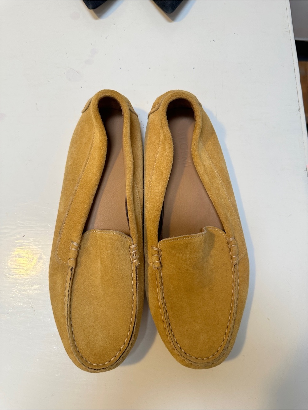Women's Suede Slip-On Loafers in Mustard